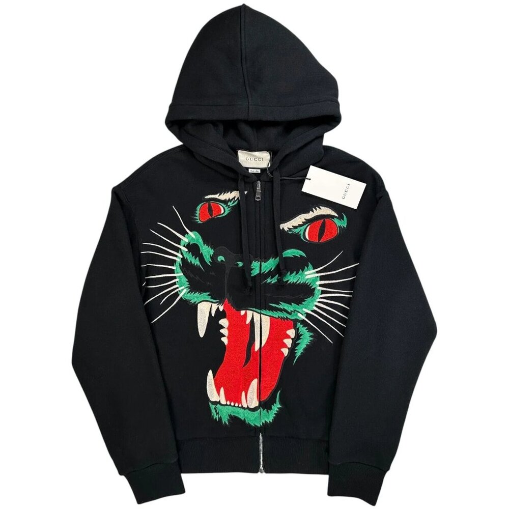 NWT Authentic Gucci Jacket Black Jaguar Head Embroidered Zip Up Track Jacket - Picture 8 of 9